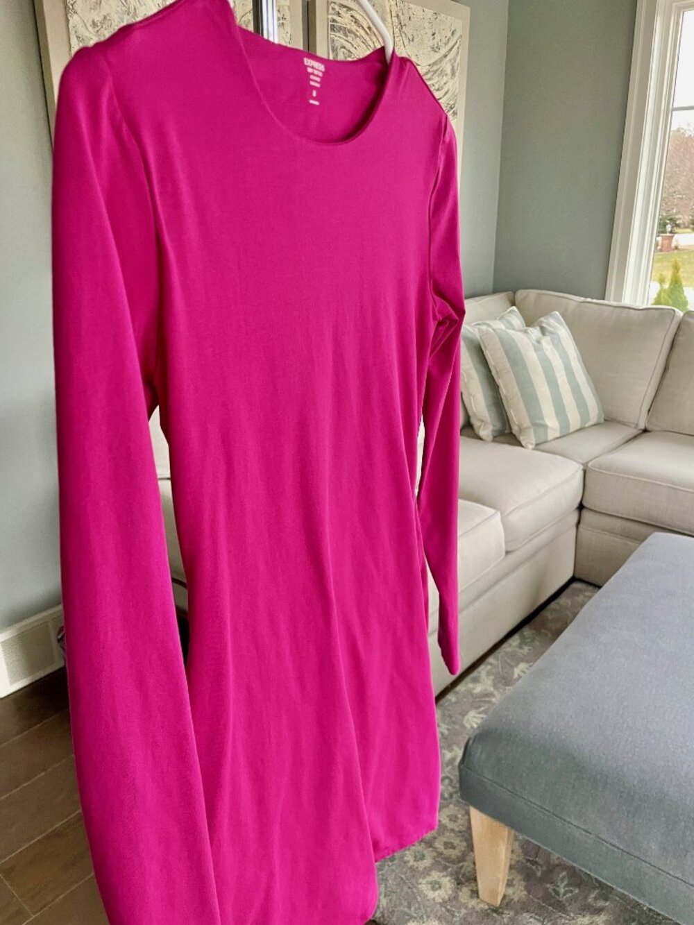 Hot Pink/Fuscia Long Sleeve Mini Long Sleeve Dress XS - Picture 8 of 11